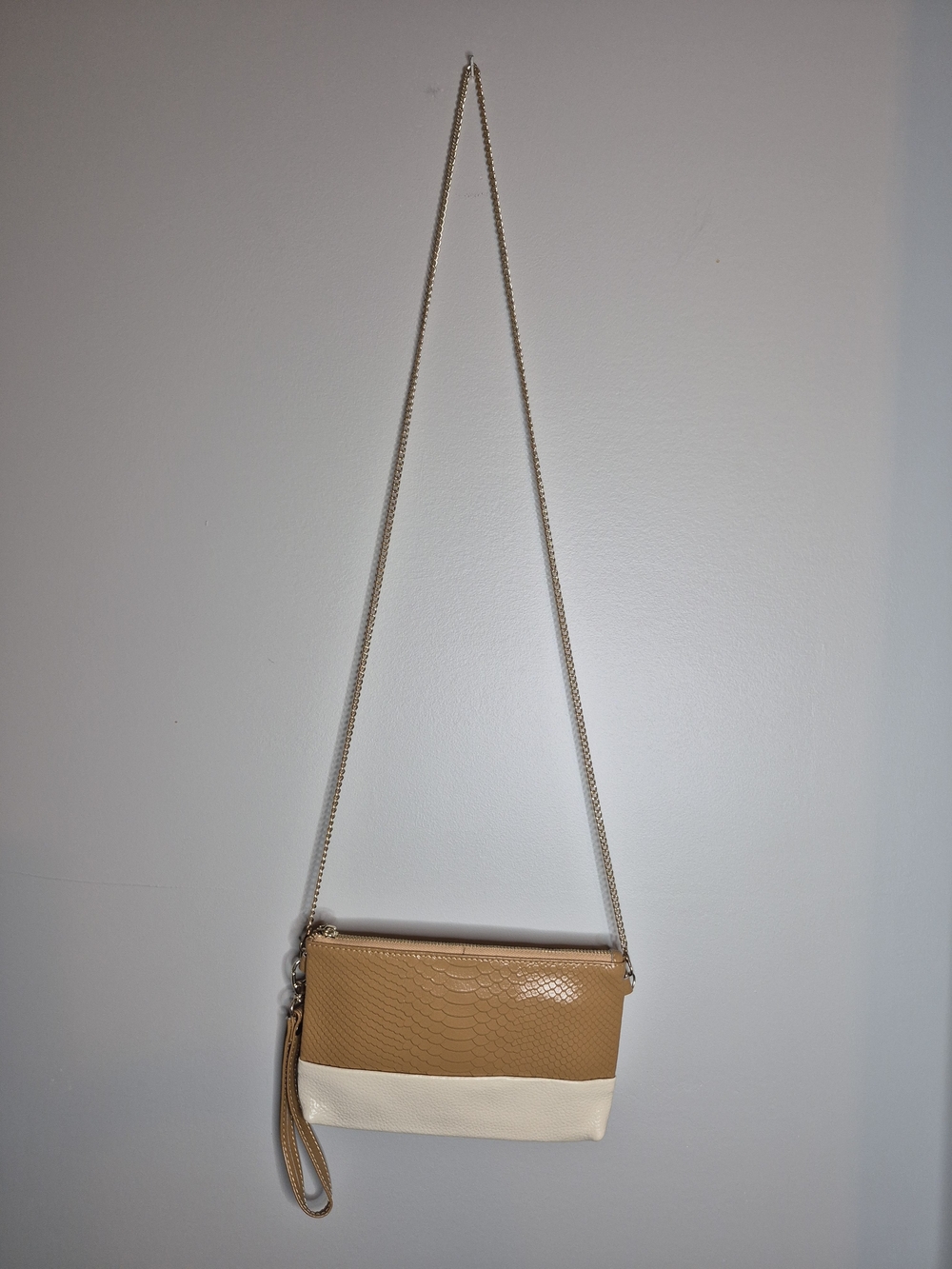 Tan and Cream Crossbody Clutch Bag - Women Bags